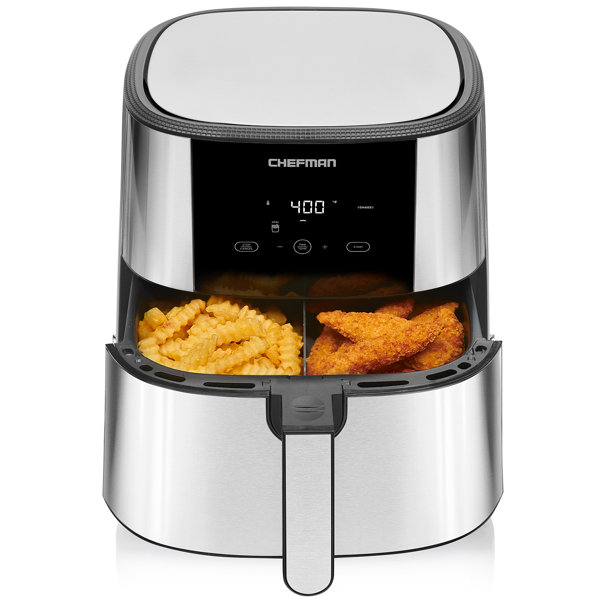 Chefman Stainless Steel Turbofry Air Fryer With Divider, 8Quart